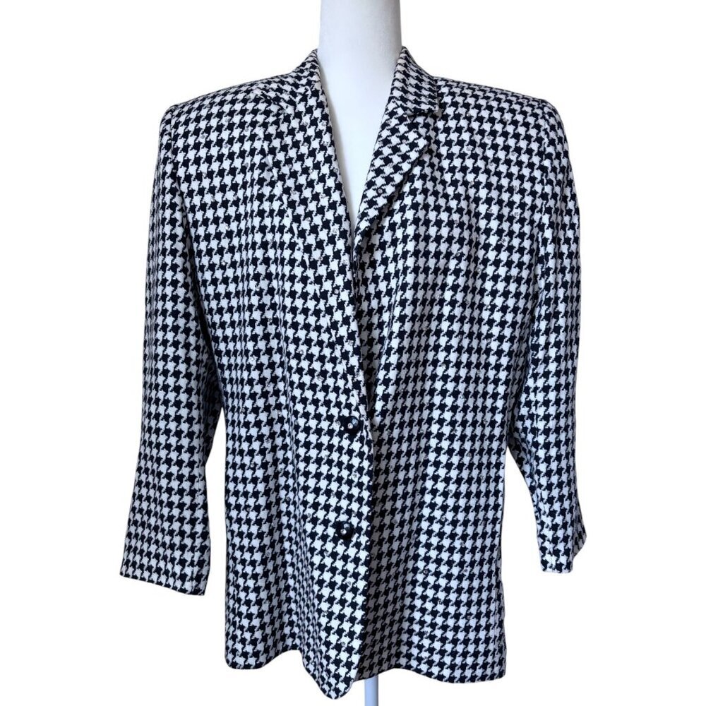 CRISCIONE black & white Houndstooth Blazer w/ rhinestones Medium
